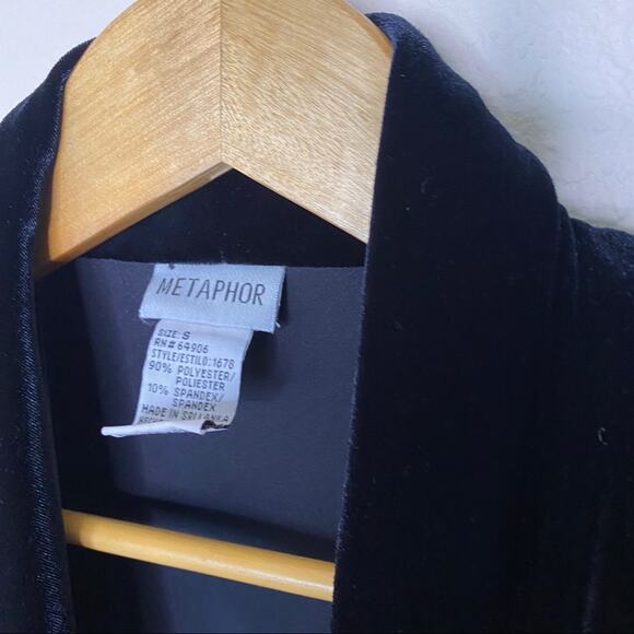 Metaphor Black Velvet Drape Open Cardigan Sz Small - Picture 2 of 12